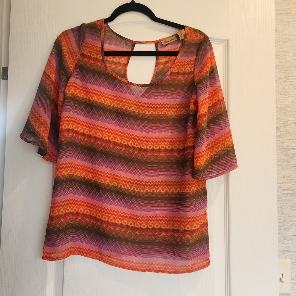 Wrangler Womens Multicolor Striped Blouse Size XS Euc
